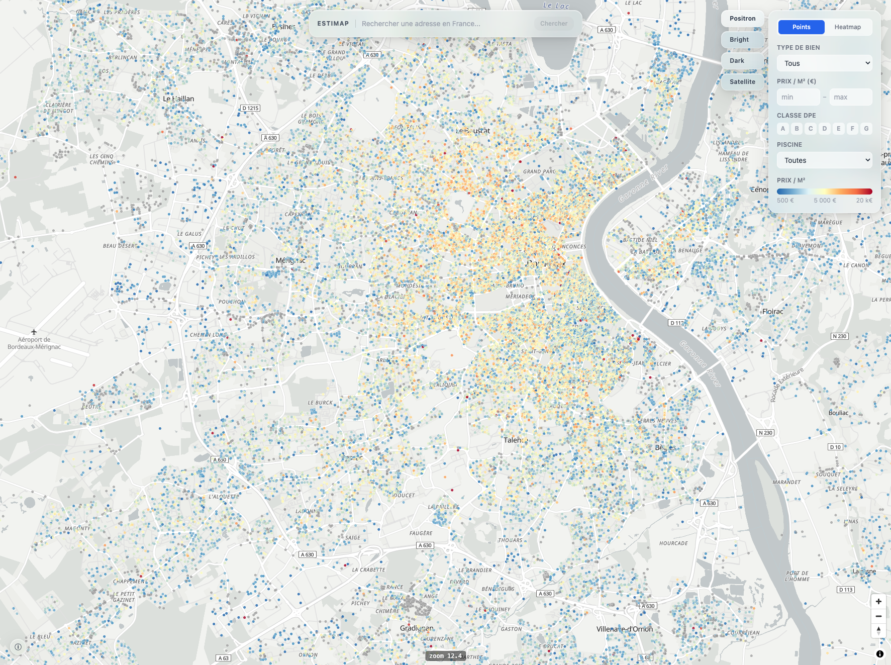 Estimap — vue carte plein écran